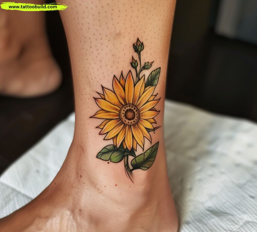 sunflower ankle tattoos