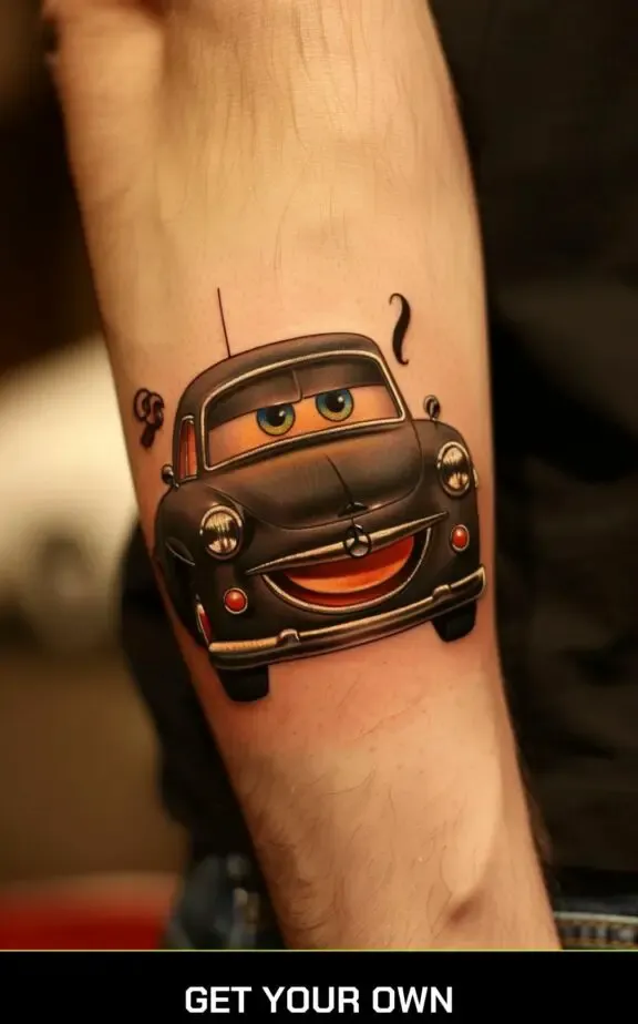 cartoonish car tattoo