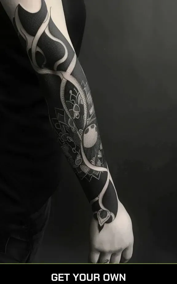 abstract blackwork sleeve tattoo design