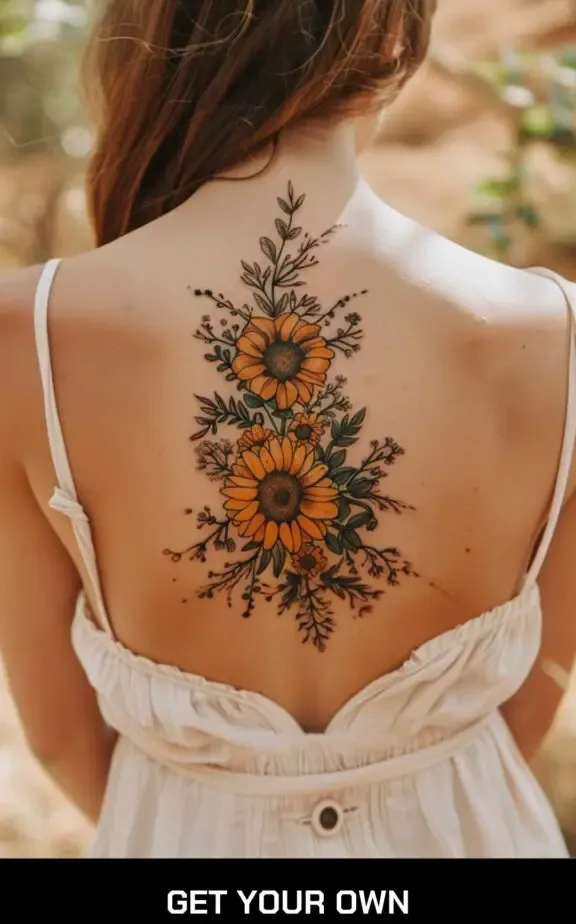 sunflower bouquet tattoo idea