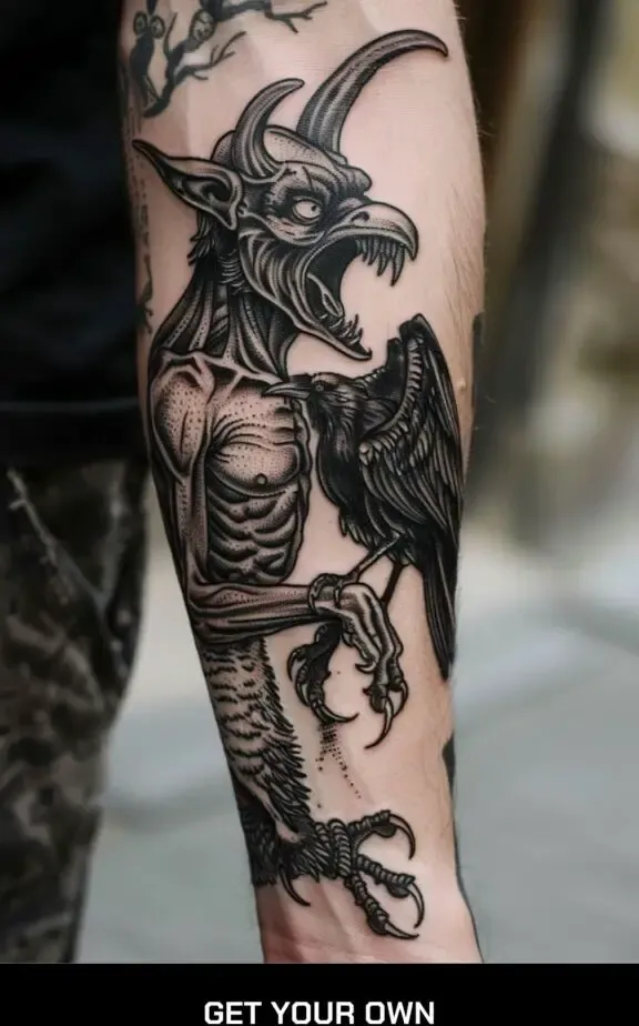 demon crow bird tattoo