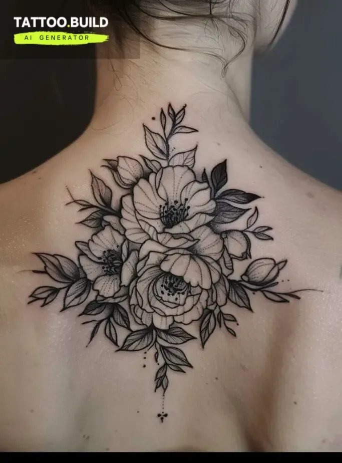 back neck tattoos women rose