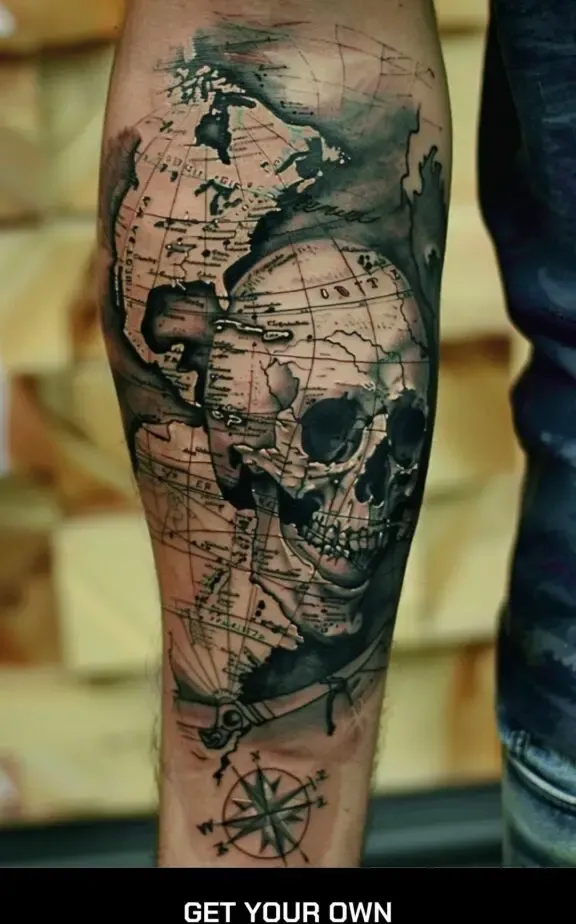 skull and map pirate tattoo