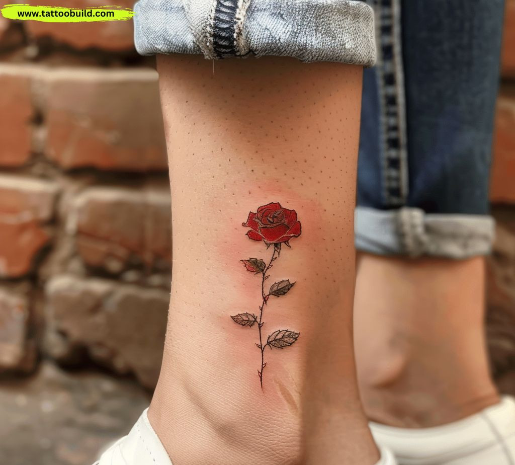 single design flower ankle tattoo