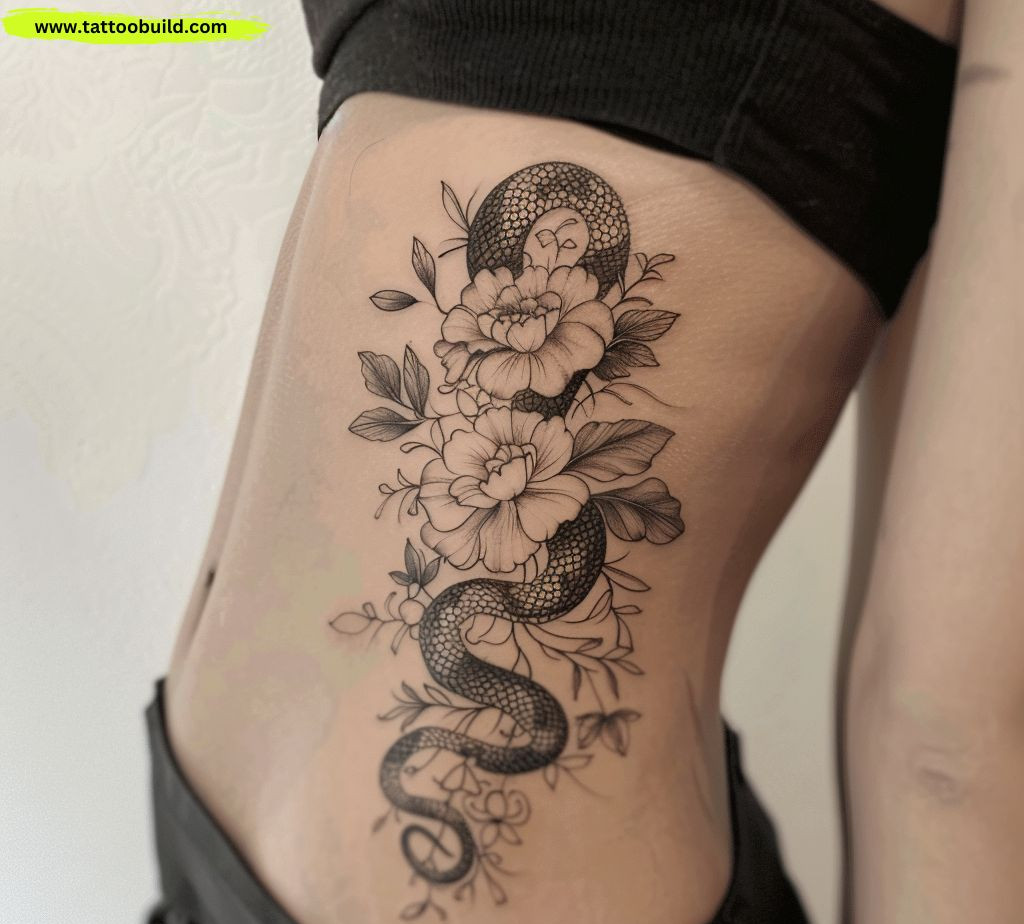 snake rib tattoos for women