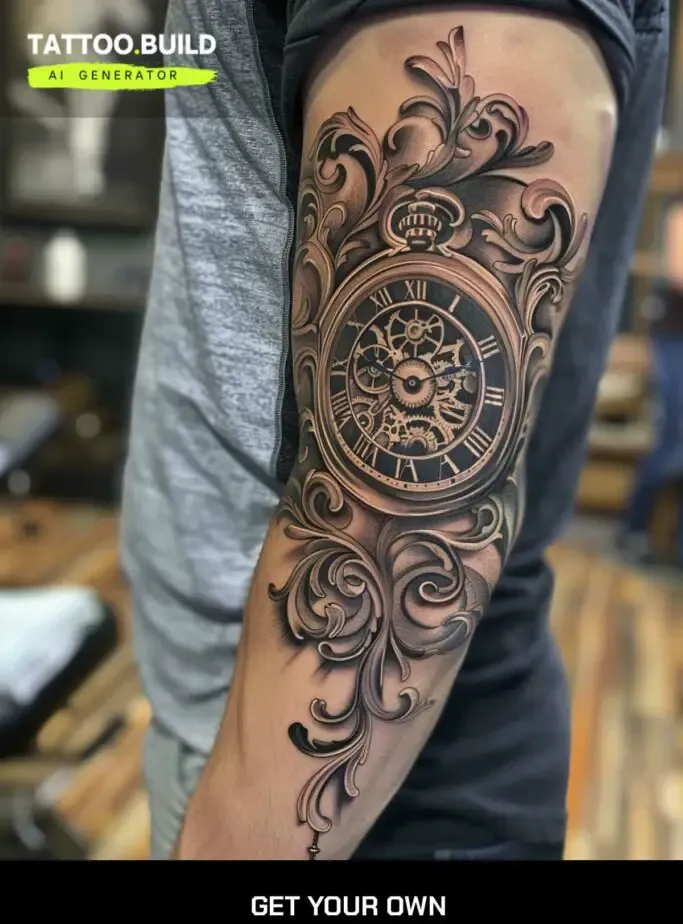 Epic Clock Tattoo Design