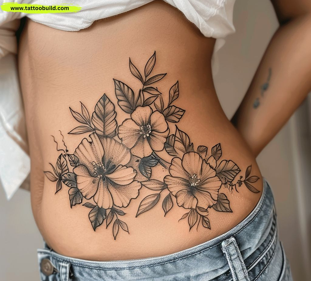 flower belly tattoo idea for women