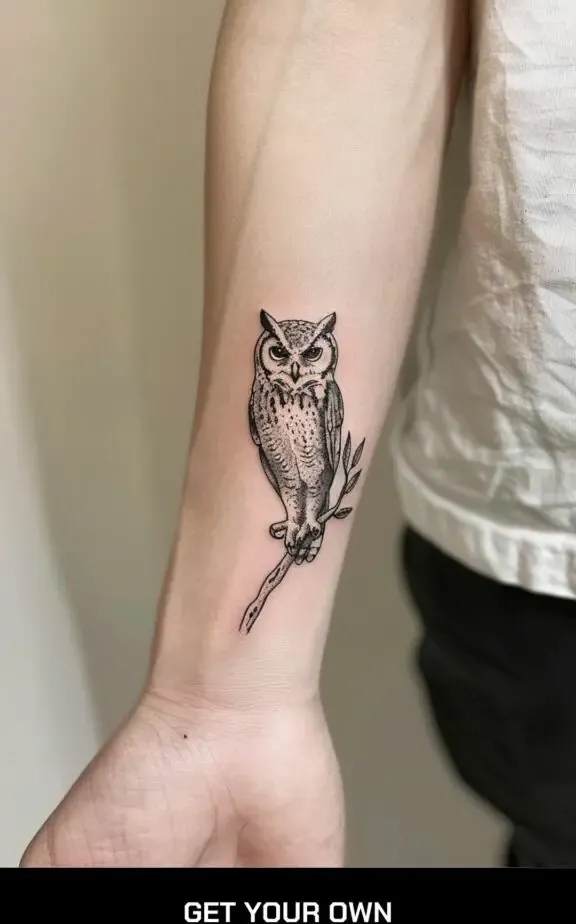 owl forearm tattoo
