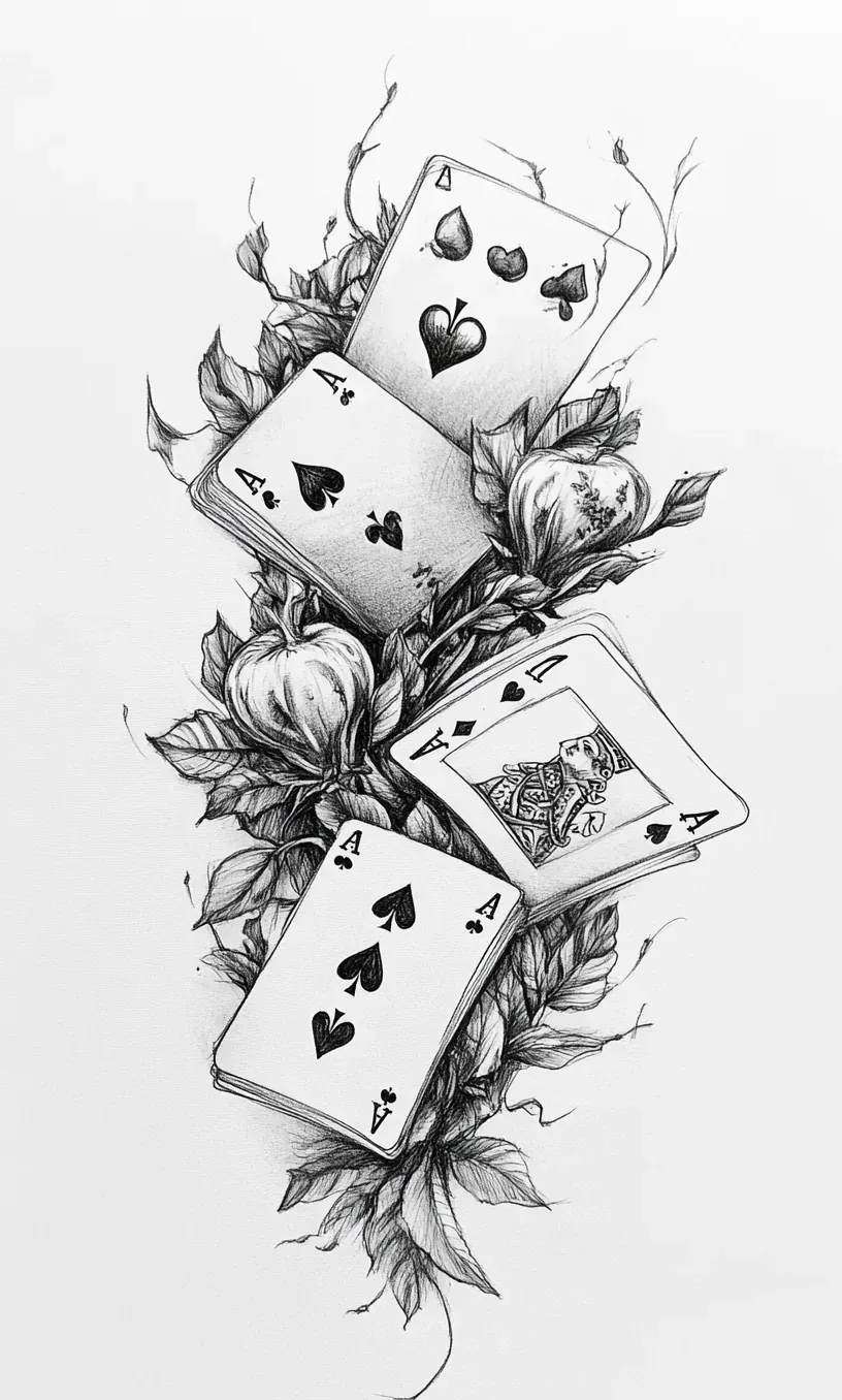 Playing Cards Tattoo Drawing-1