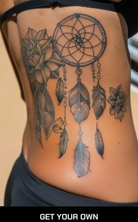 crystal dreamcatcher tattoos for female