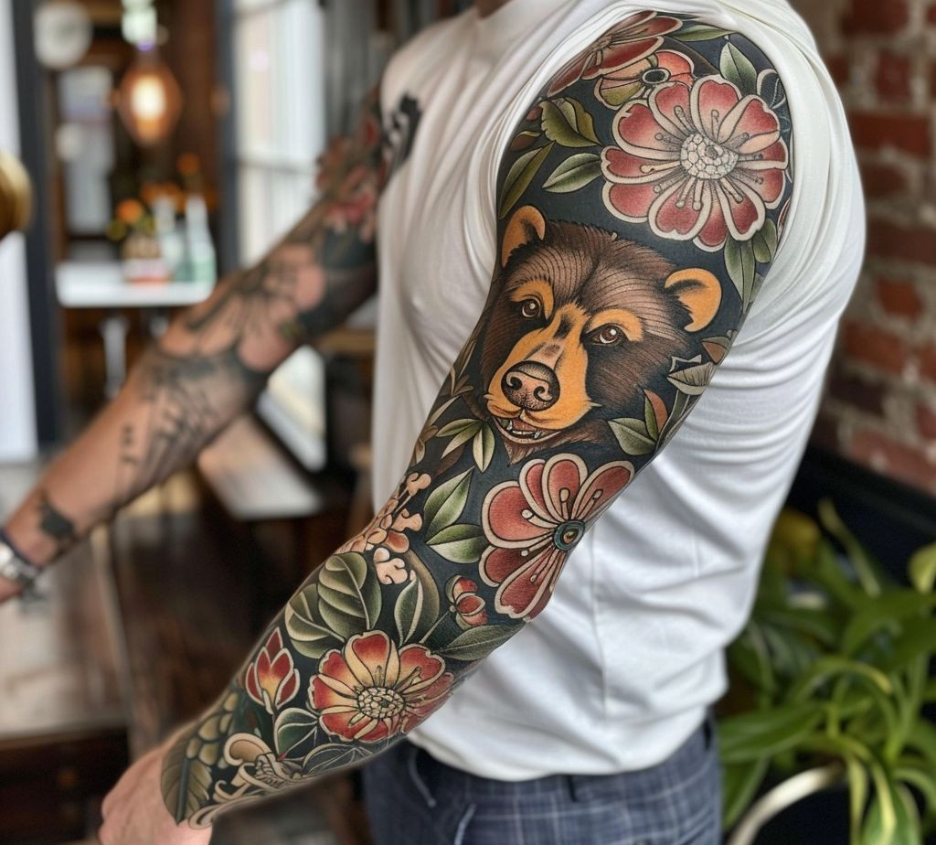 traditional bear tattoo idea