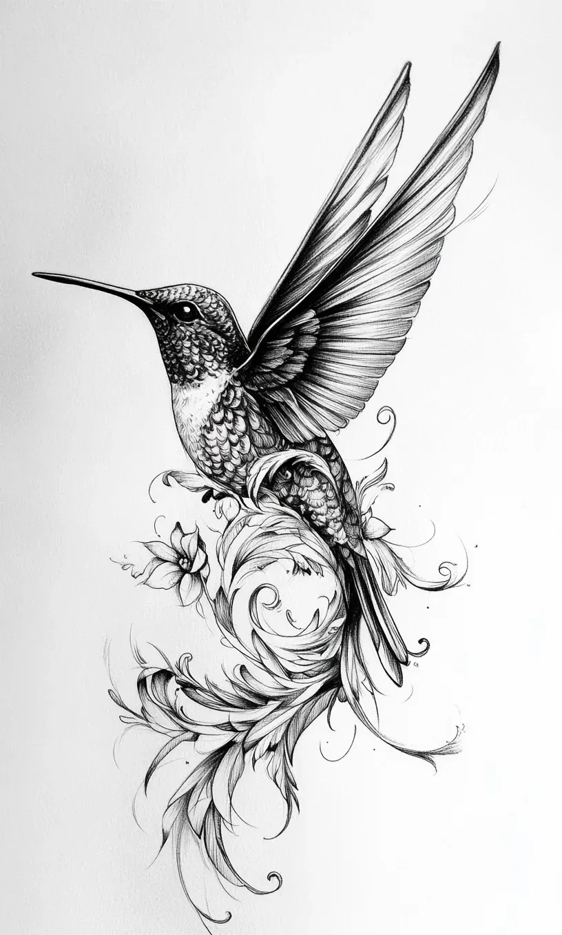 Hummingbird Tattoo Drawing-23
