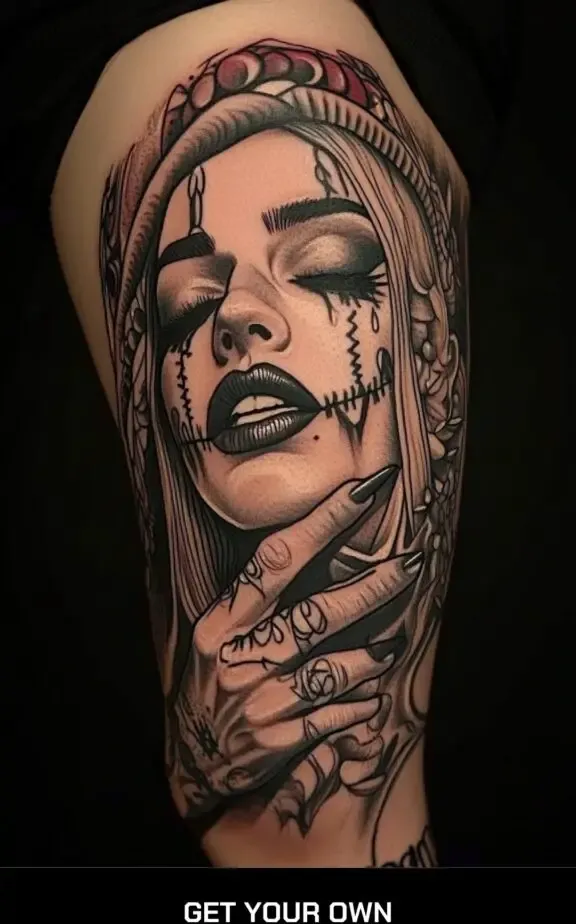 Chicano clown tattoo