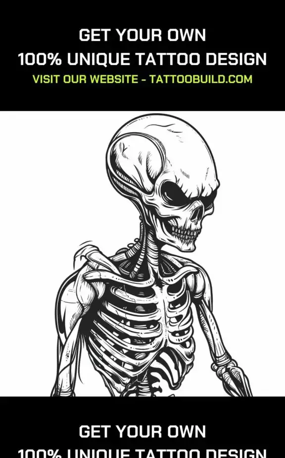 alien skeleton tattoo idea
