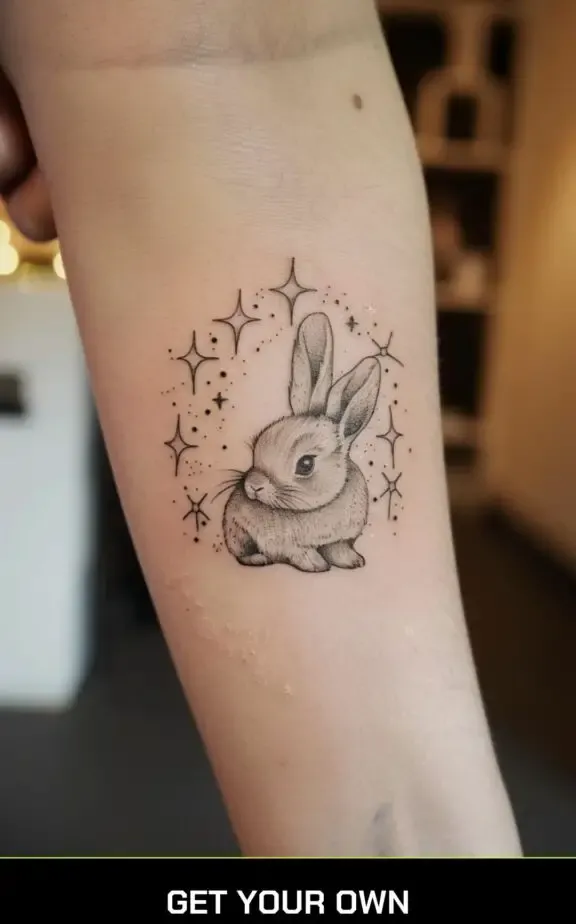 rabbit and stars tattoo