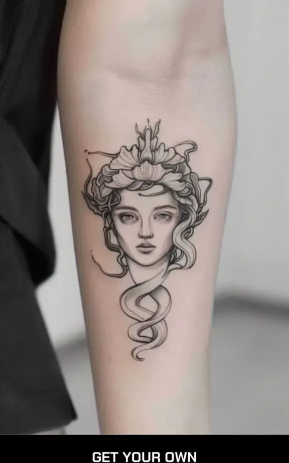 fine line medusa tattoo