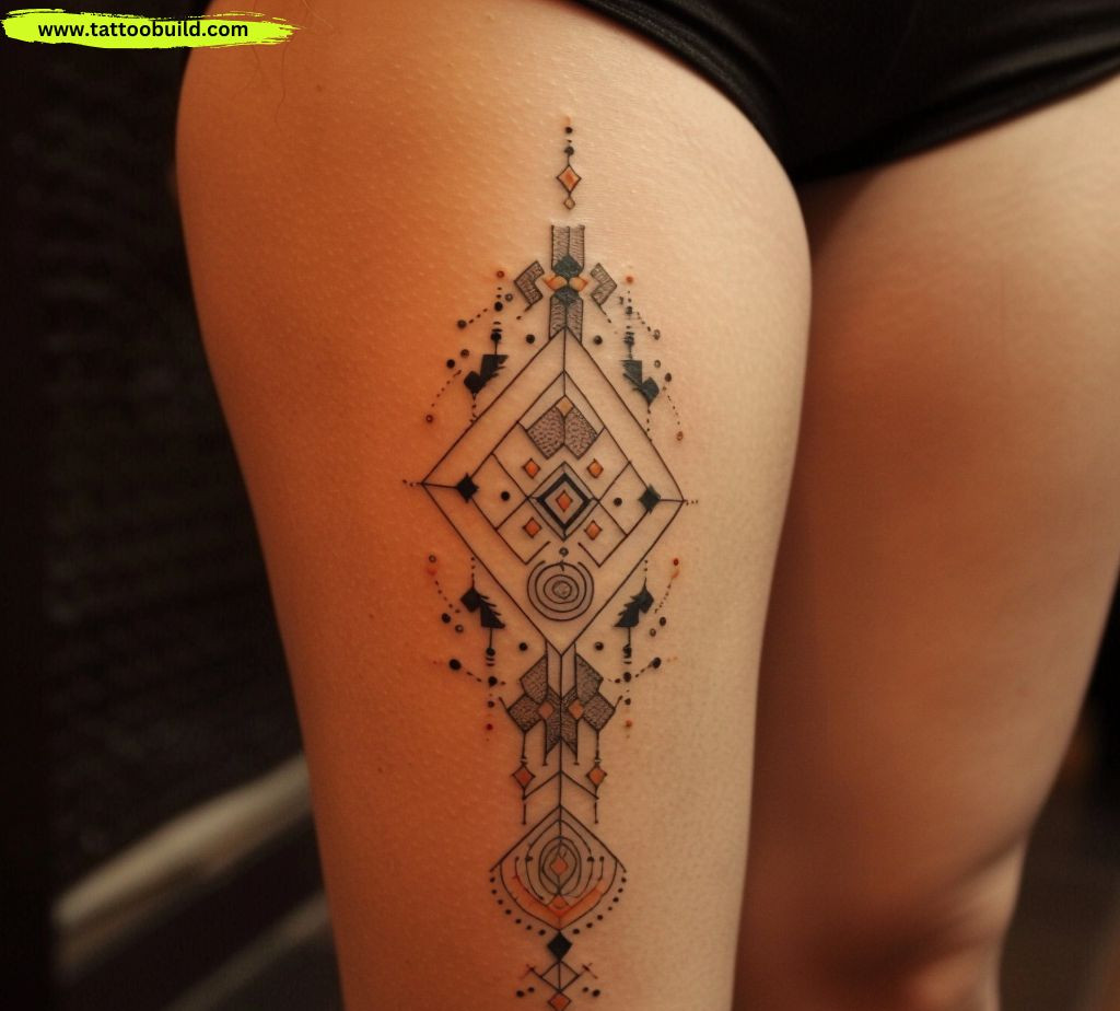 geometric hip tattoo for women