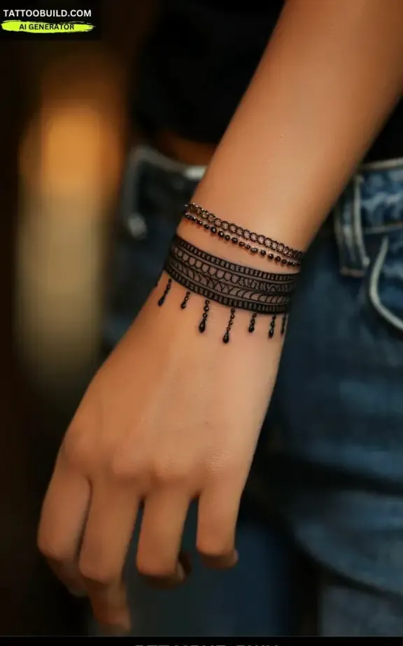 beaded bracelet tattoo for female 