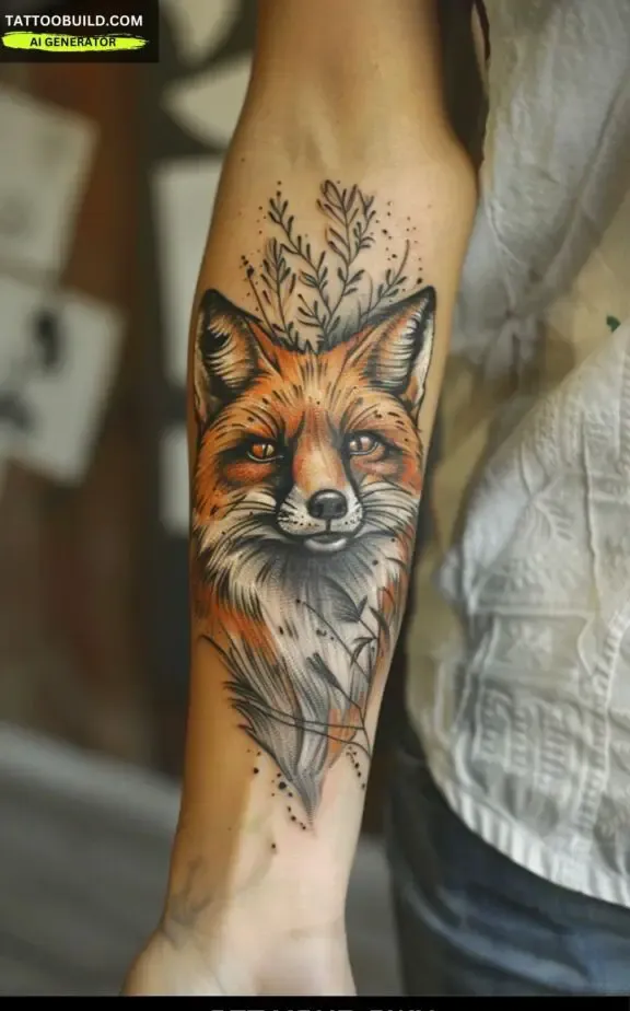 realistic fox tattoo as a meaningful forearm tattoo foe women