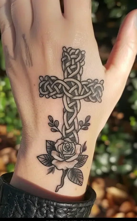 Celtic cross tattoo for ladies