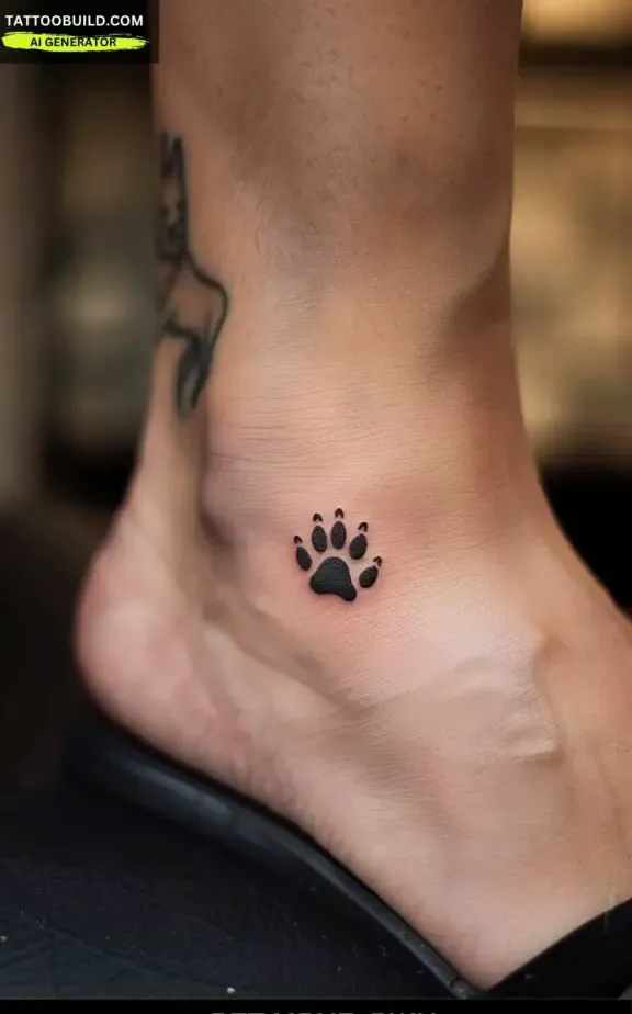 cute little dog paw tattoo for females