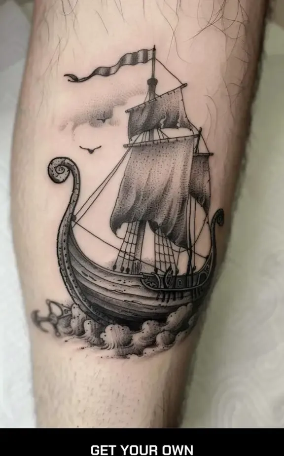 Viking ship tattoo