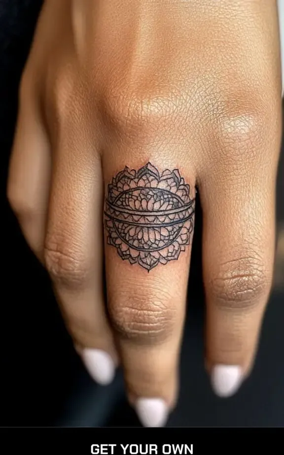 mandala wedding ring tattoo