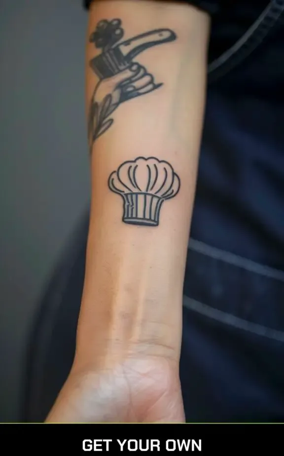 minimalist chef hat tattoo