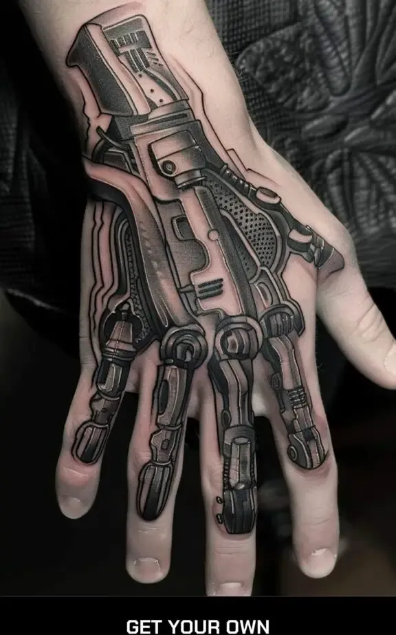 biomechanical hand tattoo
