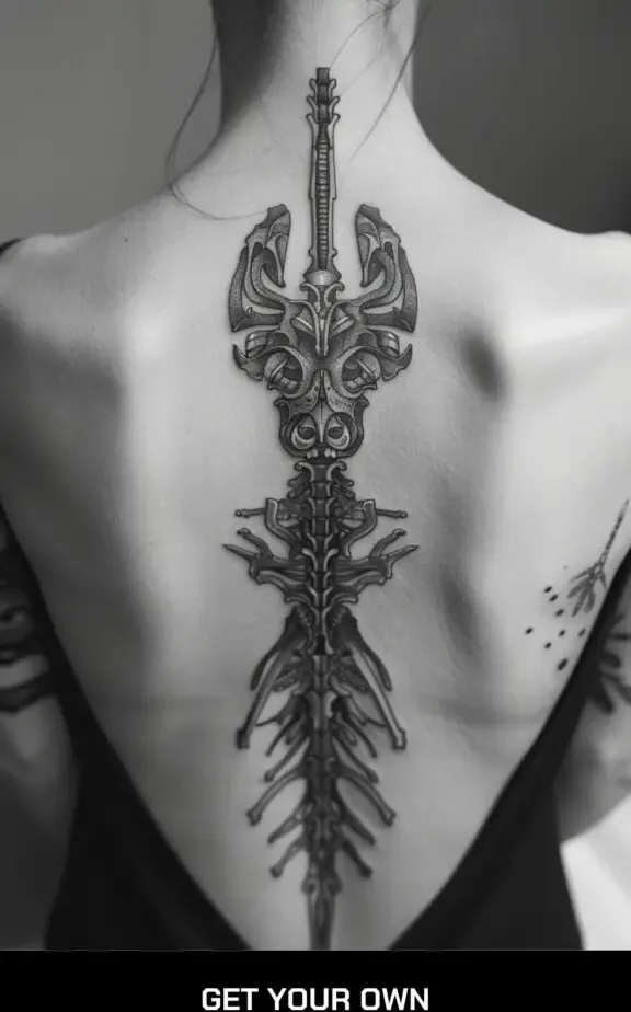 biomechanical spine tattoo