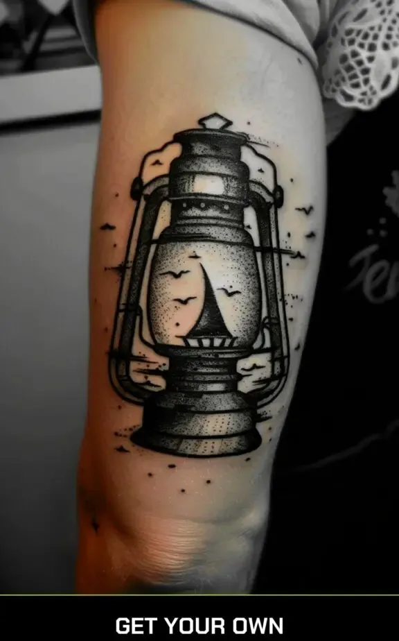 camping tattoo idea: Lantern tattoo