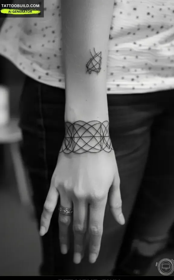 geometric bracelet tattoo for ladies 