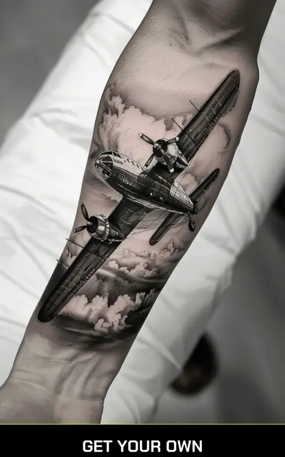 realistic airplane tattoo