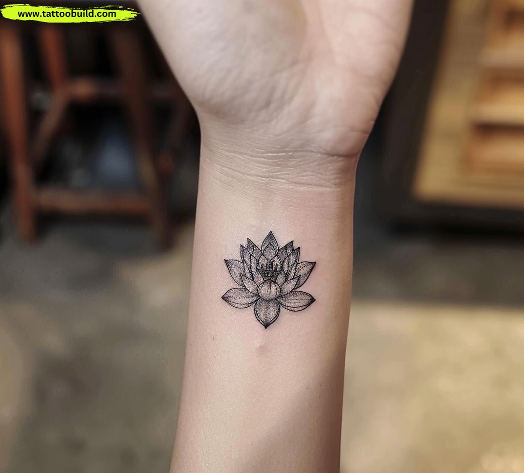 lotus wrist tattoo for women
