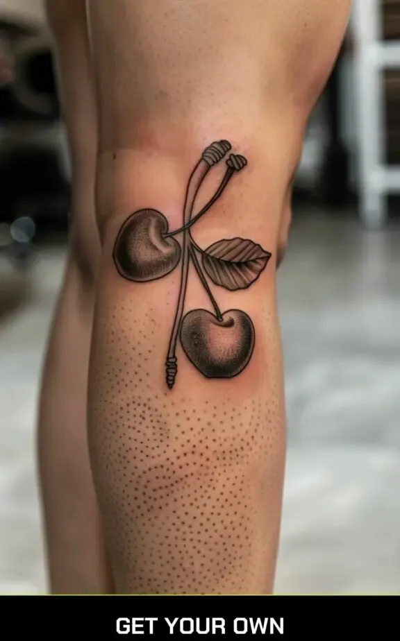 realistic cherry tattoo idea