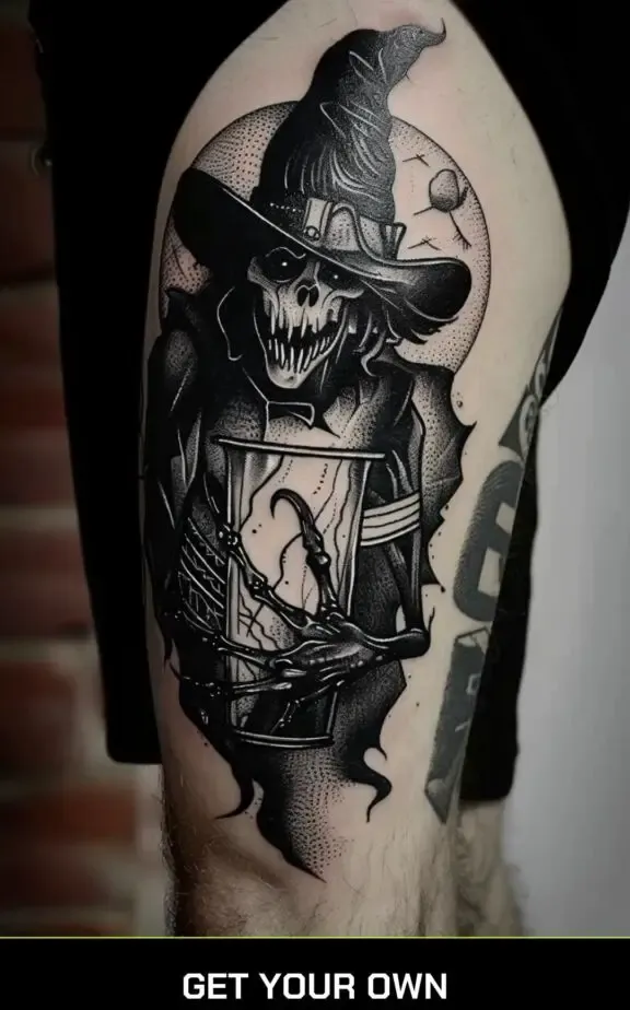 scary black work tattoo