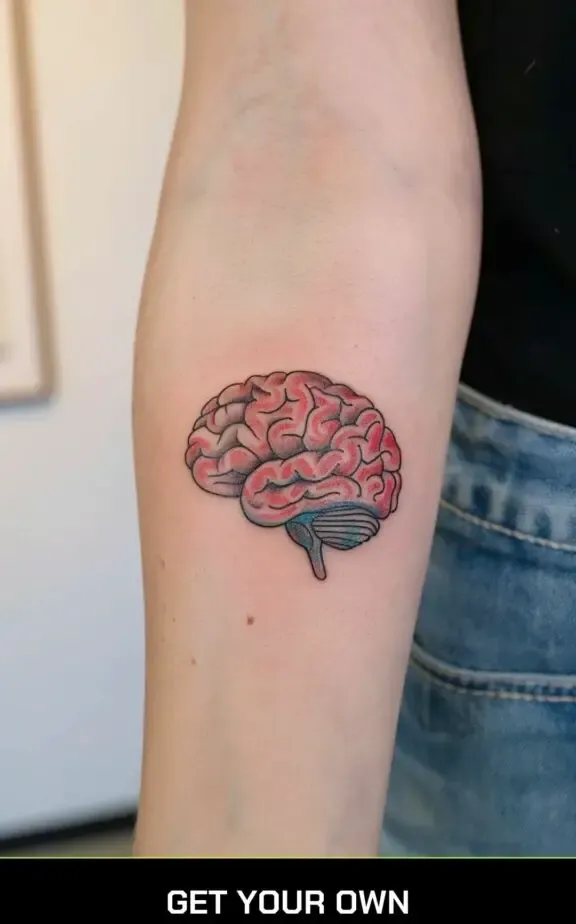 watercolor brain tattoo