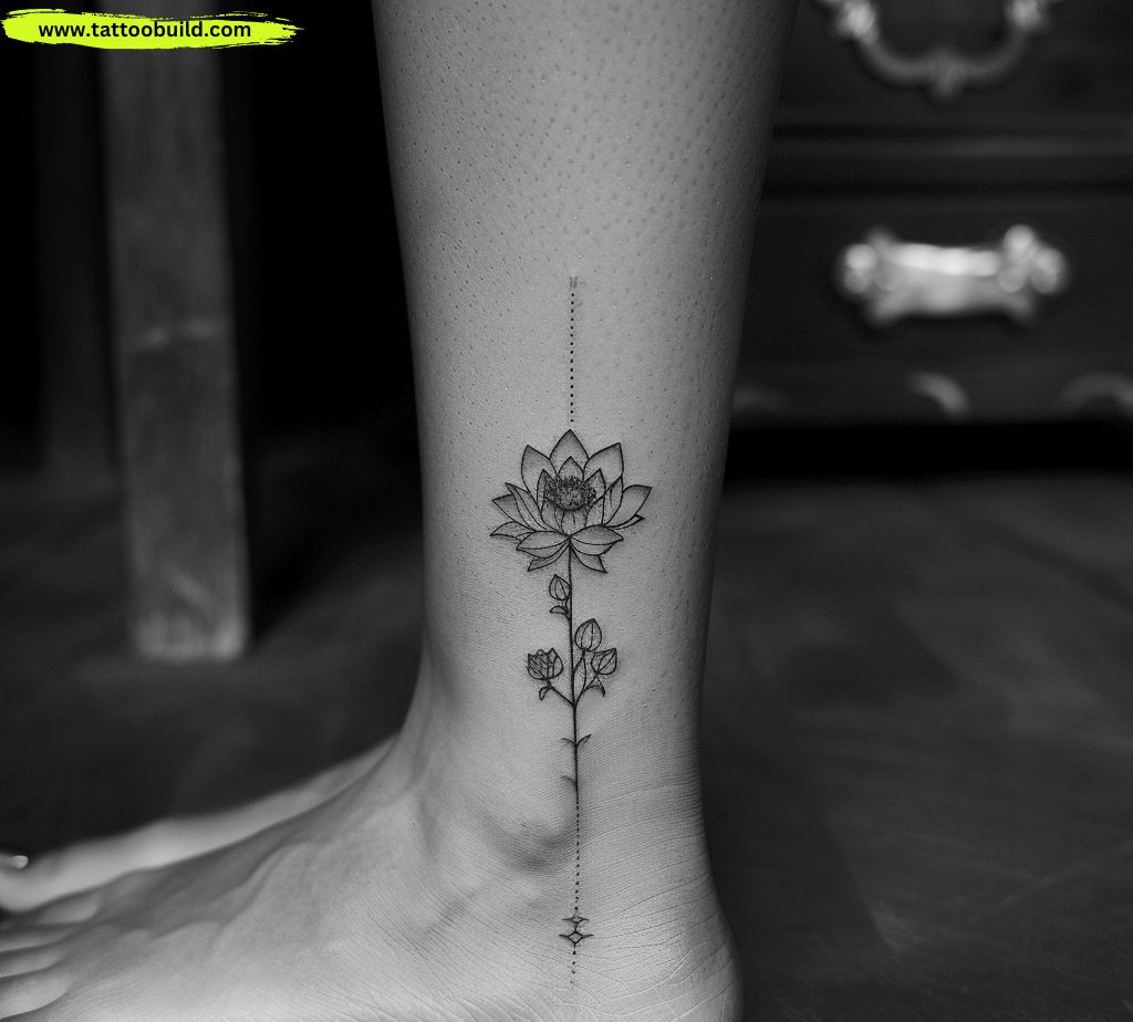 lotus ankle flower tattoo