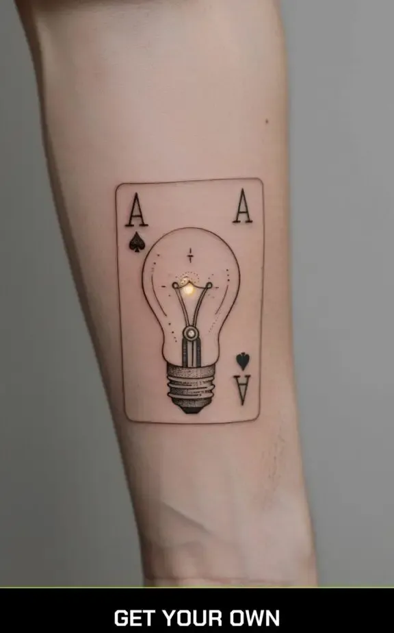 ace card and light bulb tattoo