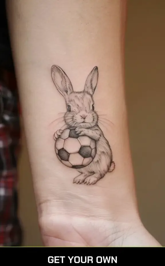 rabbit and ball tatoo