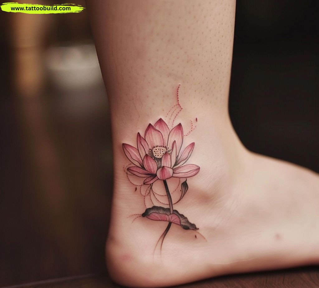 lotus flower ankle tattoos
