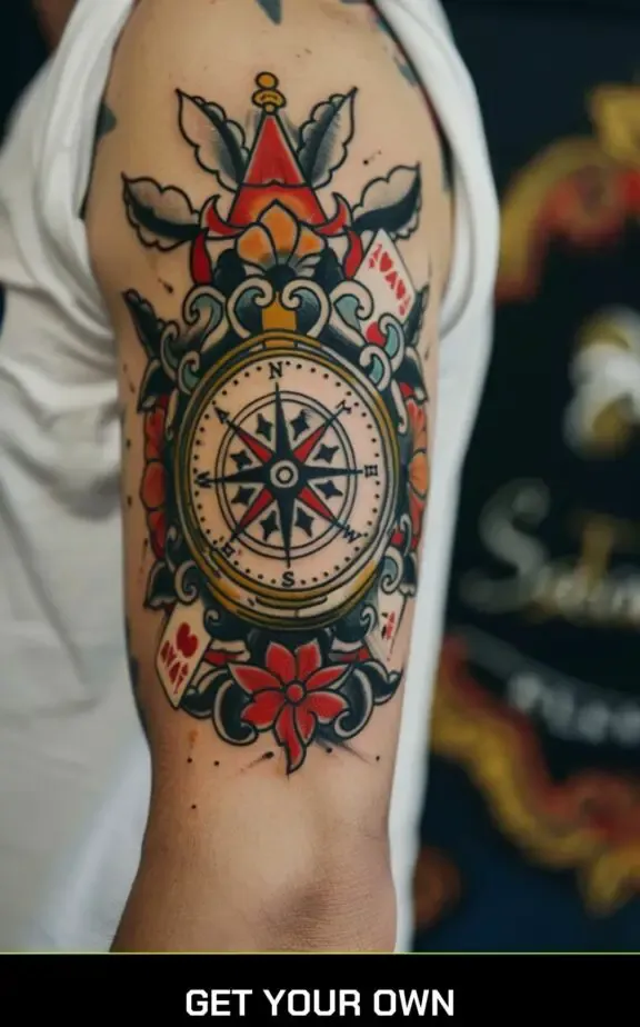 ace and compass tattoo