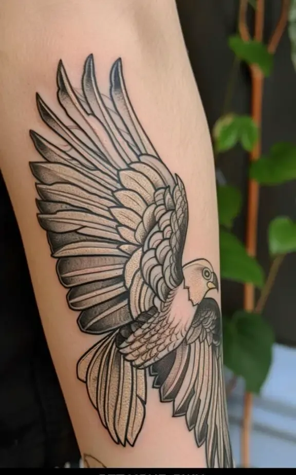 eagle black and gray traditional tattoo for females