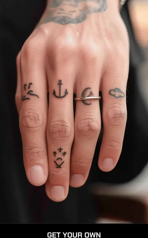 tiny symbols tattoo on the finger 