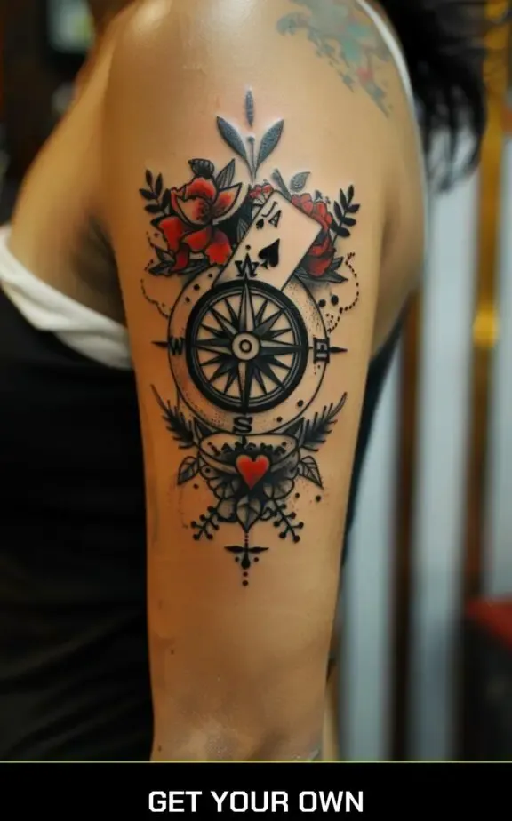 ace cards and flower tattoo