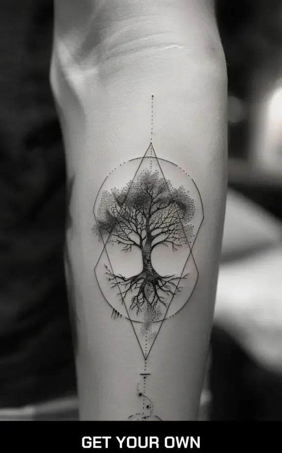tree of life geometric tattoo designs