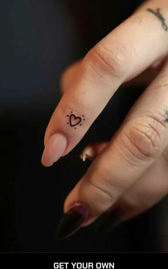 cute heart finger tattoo