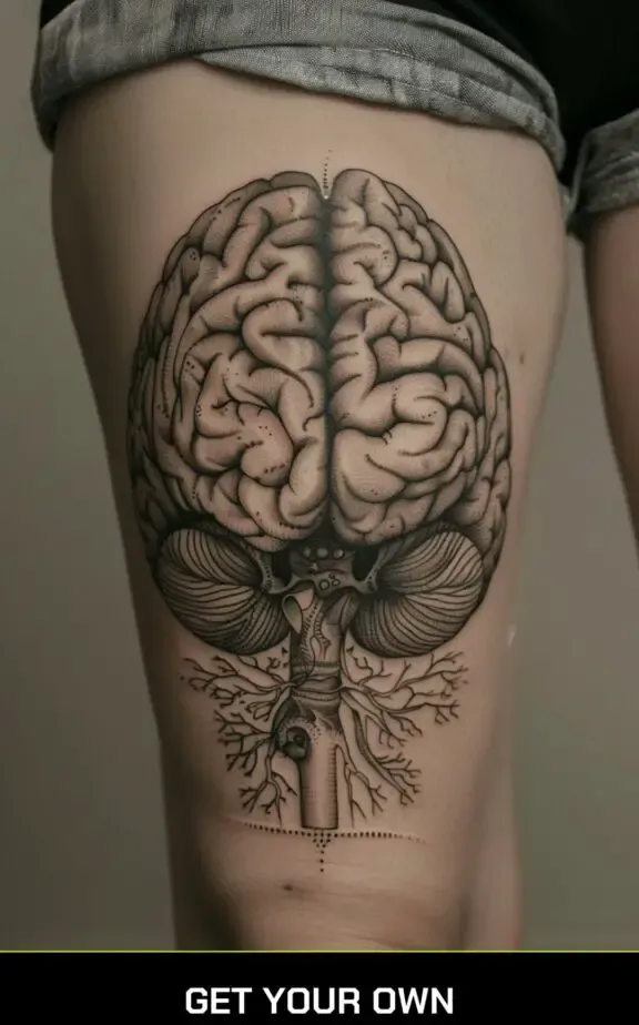 realistic autonomically accurate brain tattoo idea