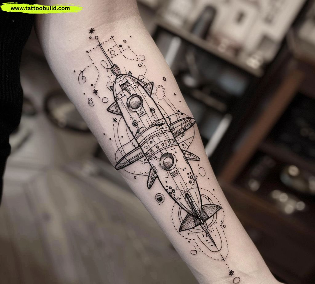 abstract submarine tattoo idea