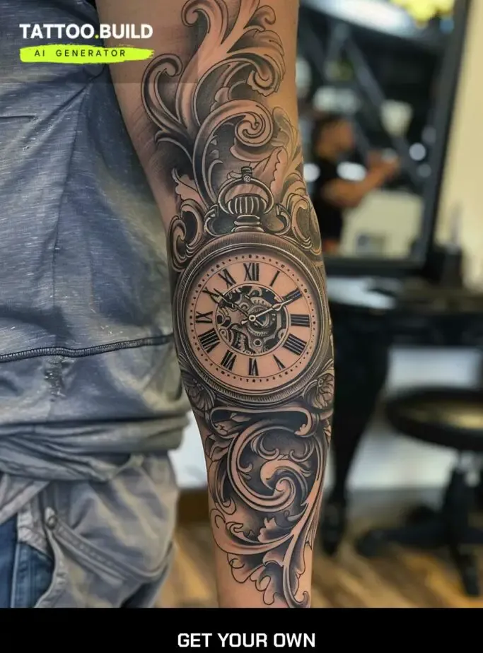 Awesome Clock Tattoo Design